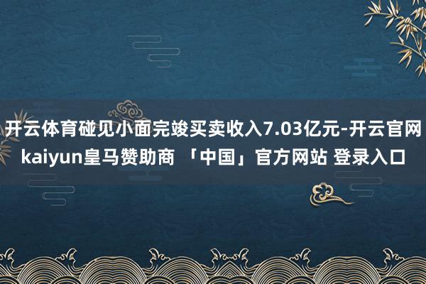 开云体育碰见小面完竣买卖收入7.03亿元-开云官网kaiyun皇马赞助商 「中国」官方网站 登录入口