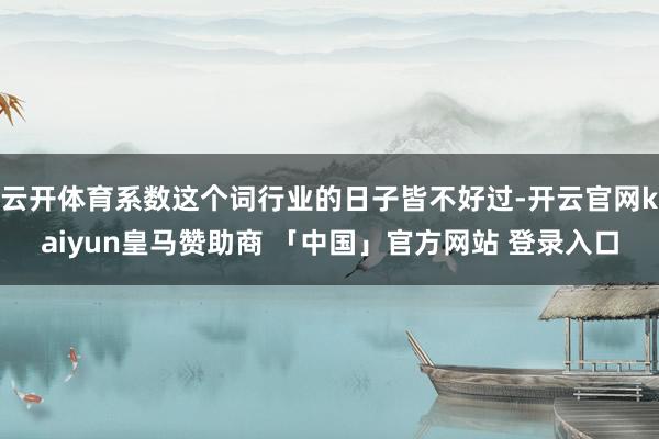 云开体育系数这个词行业的日子皆不好过-开云官网kaiyun皇马赞助商 「中国」官方网站 登录入口